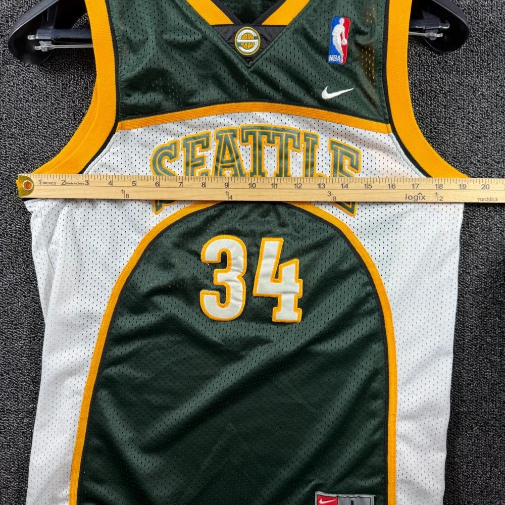 Vintage Nike Seattle‎ SuperSonics Ray Allen 34 NBA Jersey Green White Youth L +2